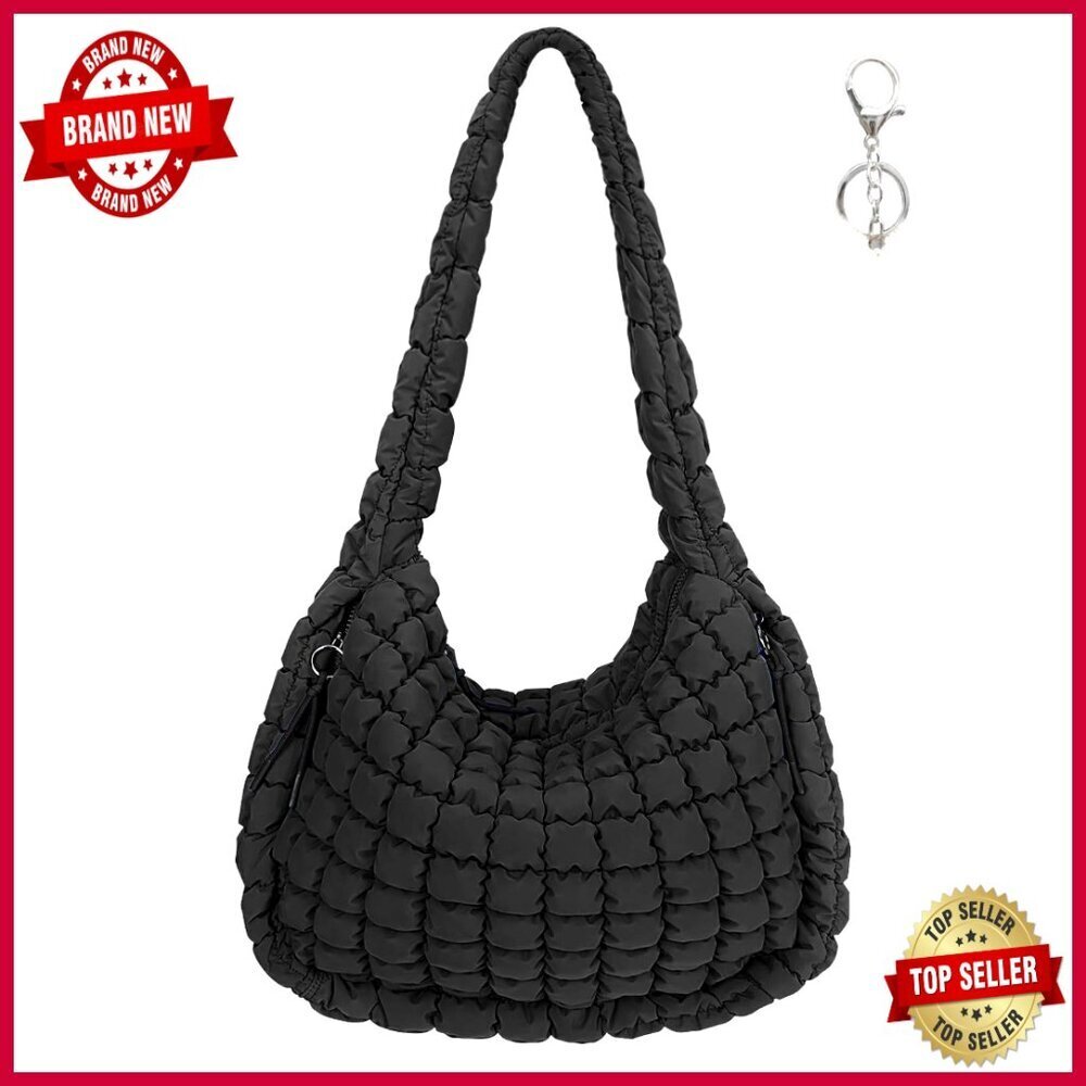 Large Quilted Puffer Tote Bag Crossbody Hobo Carryall Shoulder Bag